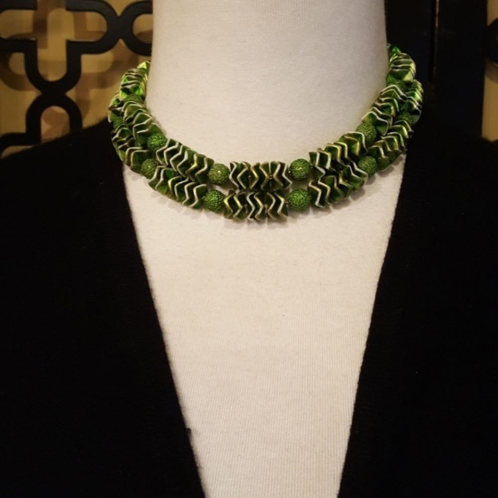 50s GREEN TWO STRAND CHOKER NECKLACE‎